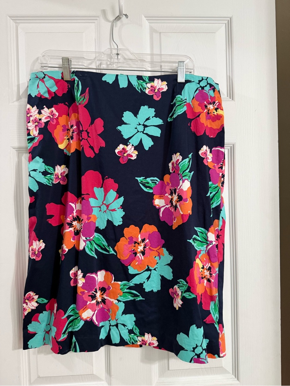 Talbots women’s Navy Floral A-Line Skirt - Bright Multi 18w